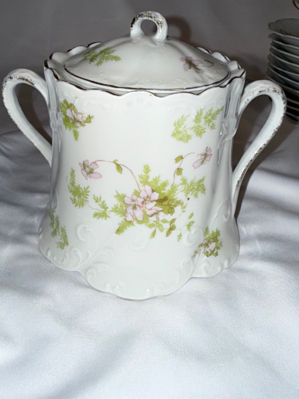 Winterling Bavaria Pink Floral Covered Sugar Bowl Vintage German Porcelain